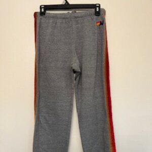 Aviator Nation Gray Joggers with Velvet Red and Gold Stripes